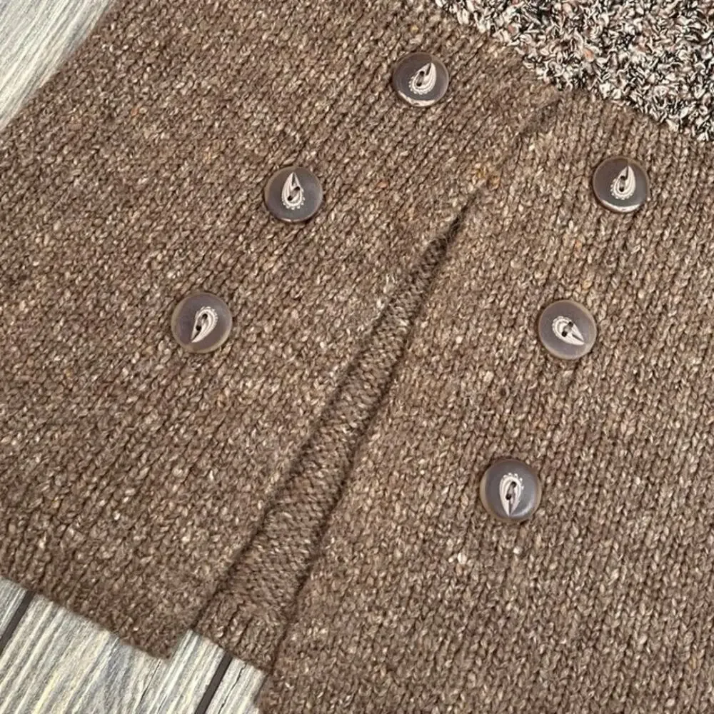 BKE Women Knit Sweater Sz M Long Cuff Sleeve Brown Fall Winter Boutique Designer